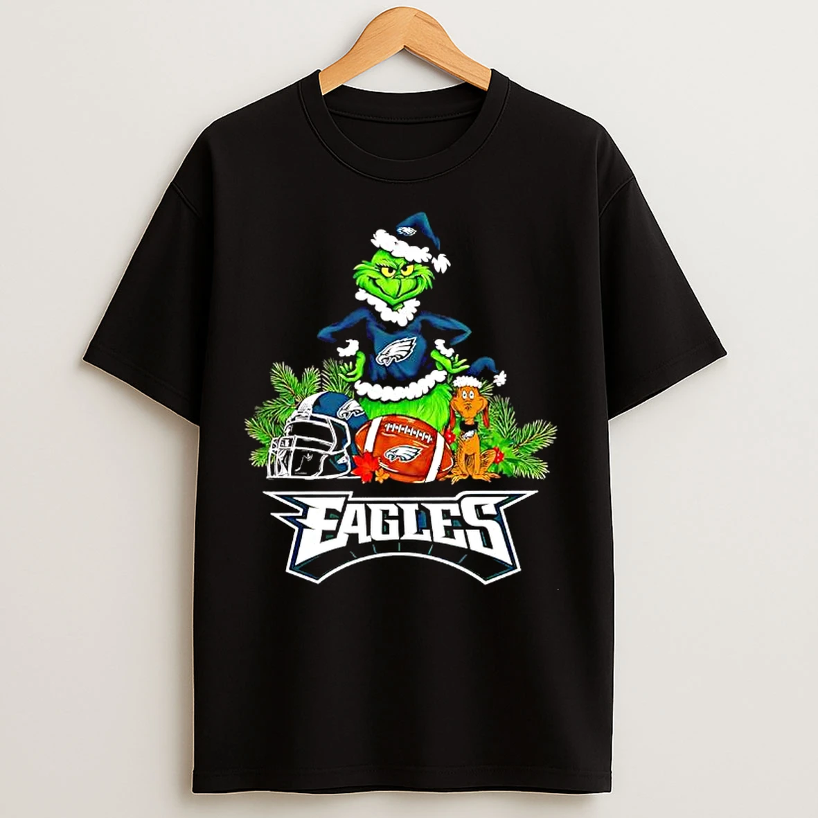 Classic The Grinch And Max Philadelphia Eagles Christmas Helmet Items T Shirts