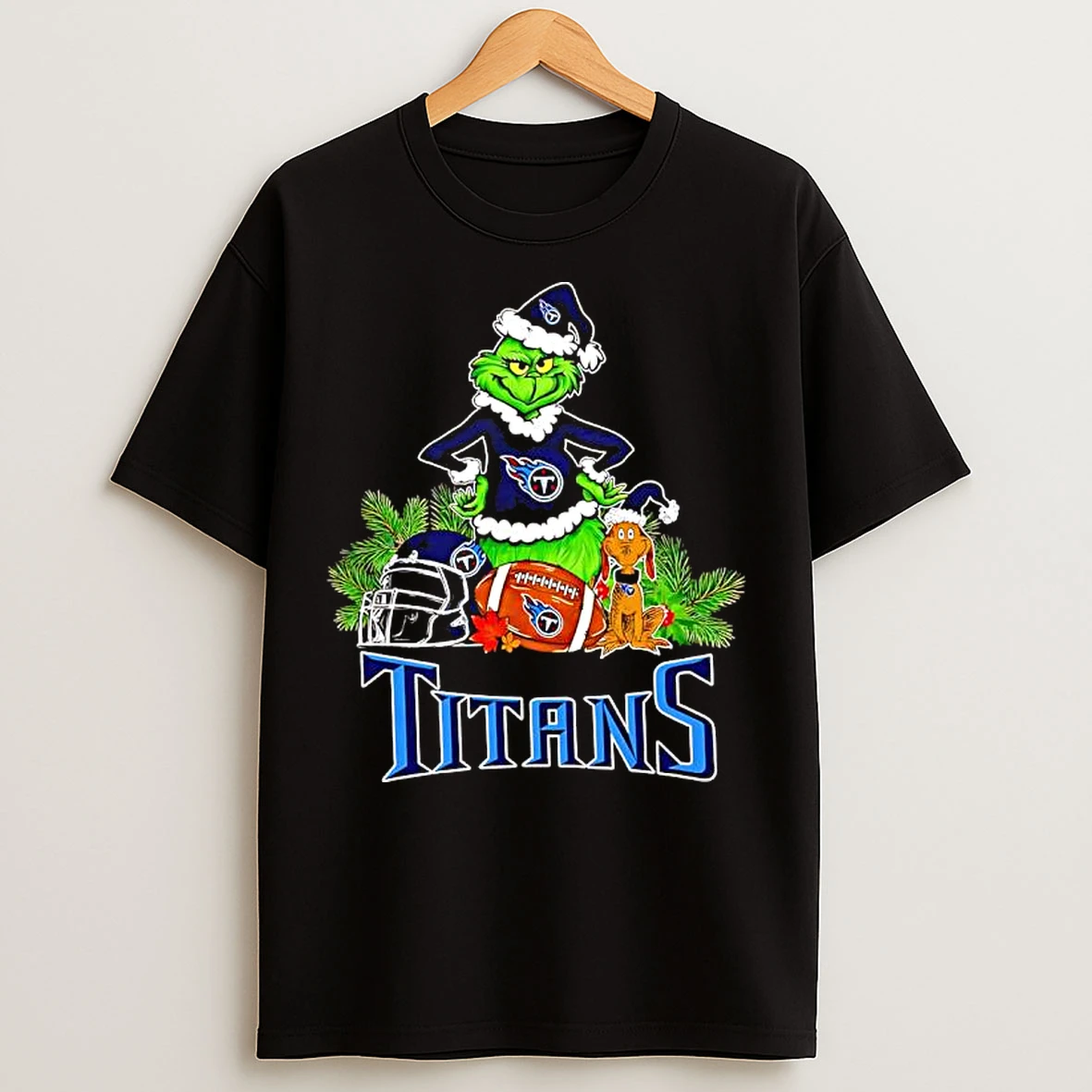Classic The Grinch And Max Tennessee Titans Christmas Helmet Items T Shirts