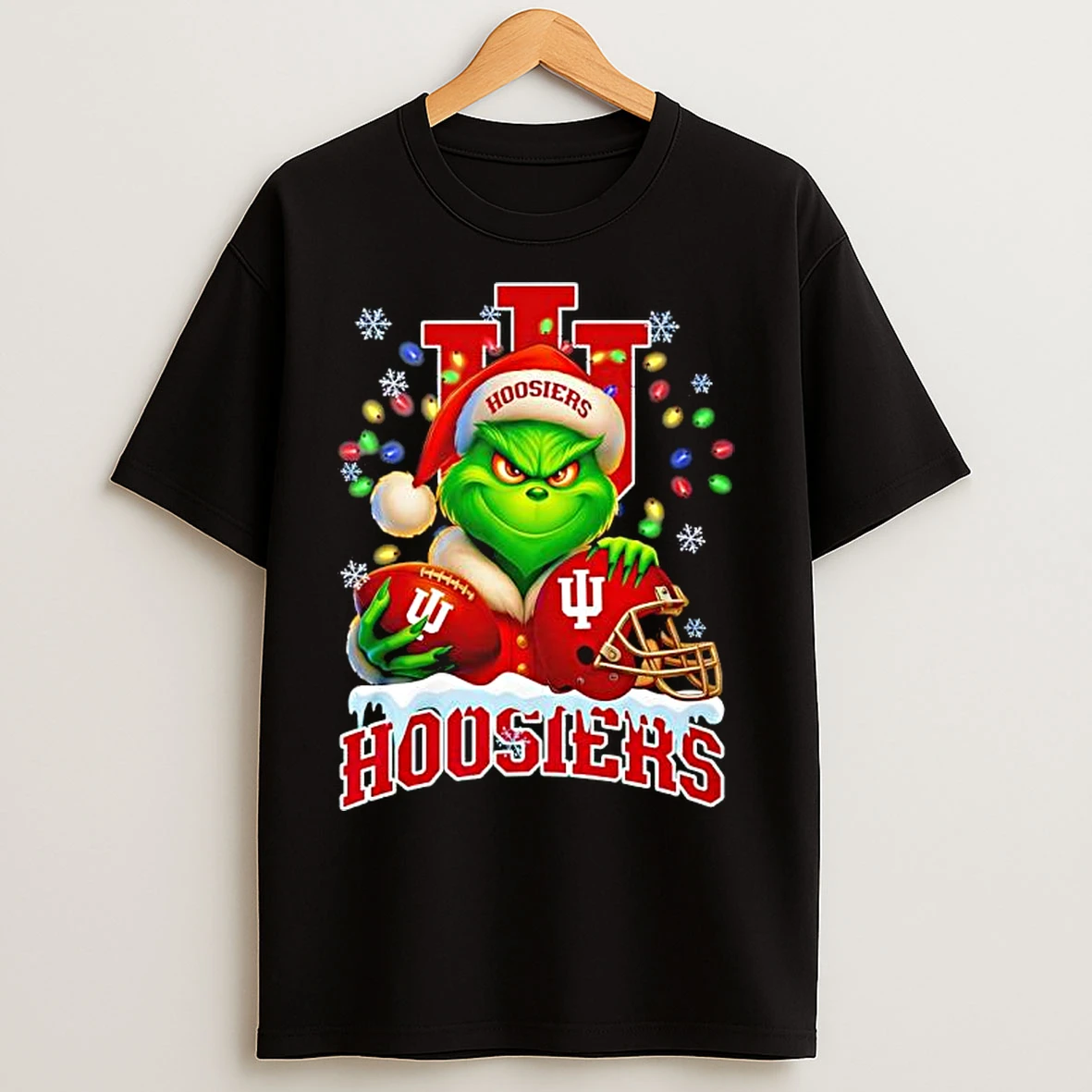 Classic The Grinch X Ball And Helmet Indiana Hoosiers Merry Christmas T Shirts