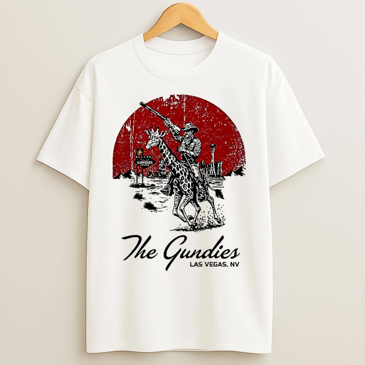 Classic The Gundies Las Vegas Cowboy Riding A Giraffe T Shirts