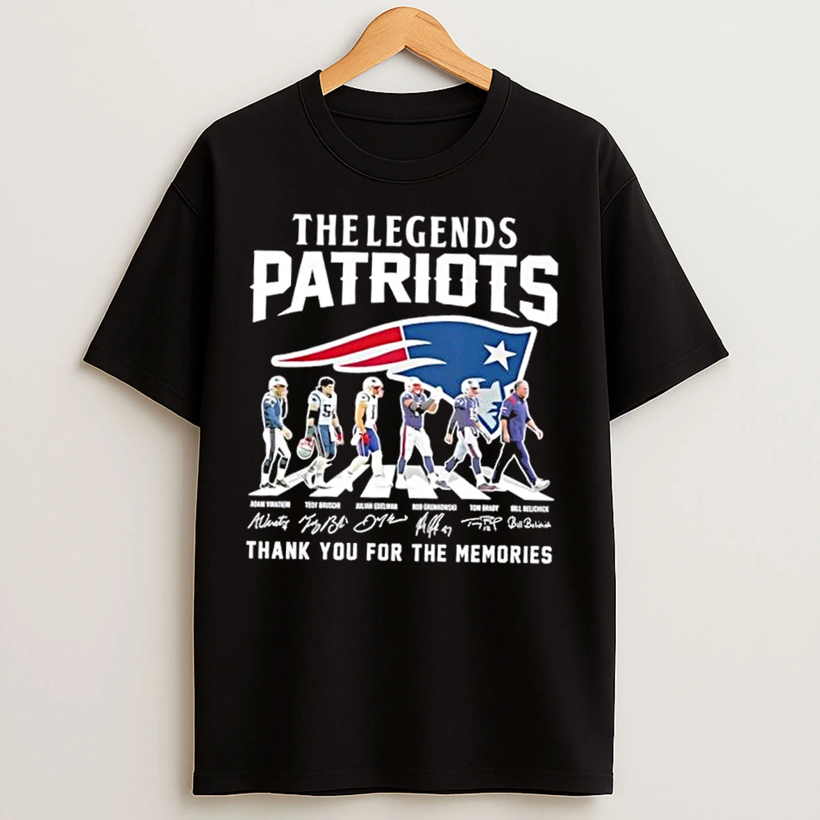 Classic The Legends New England Patriots Bill Belichick And Players Abbey Road Thank You For The Memories Signatures T Shirts