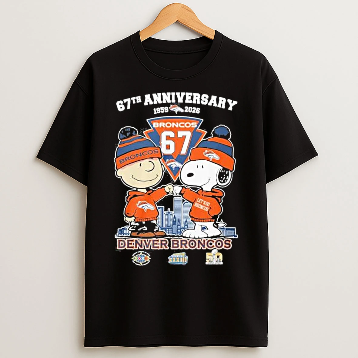 Classic The Peanuts 67th Anniversary 1959 2026 Denver Broncos T Shirts