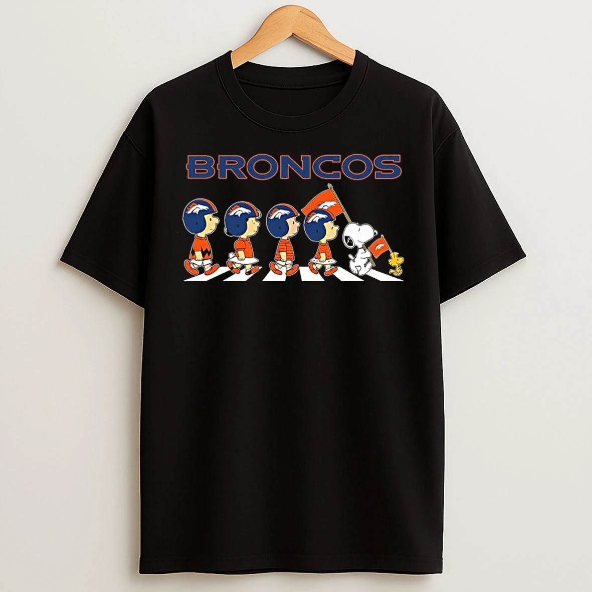 Classic The Peanuts And Friends Abbey Road X Denver Broncos T Shirts