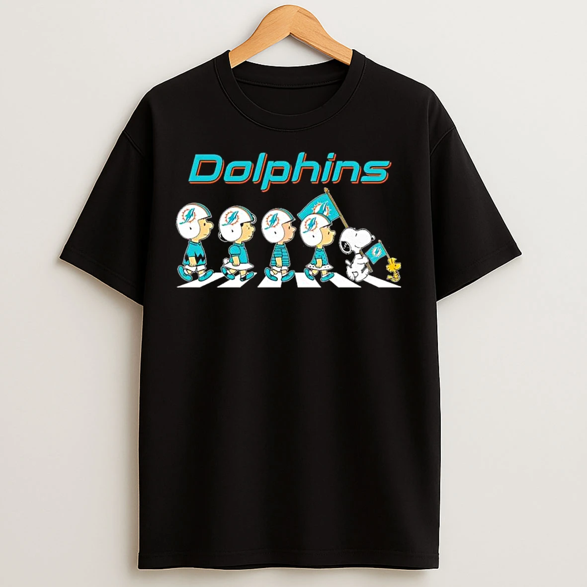 Classic The Peanuts And Friends Abbey Road X Miami Dolphins T Shirts