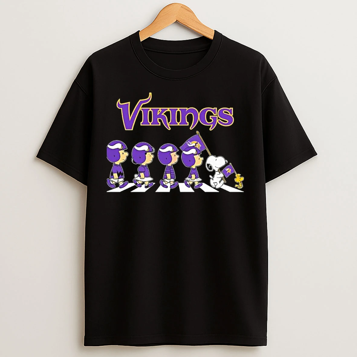 Classic The Peanuts And Friends Abbey Road X Minnesota Vikings T Shirts