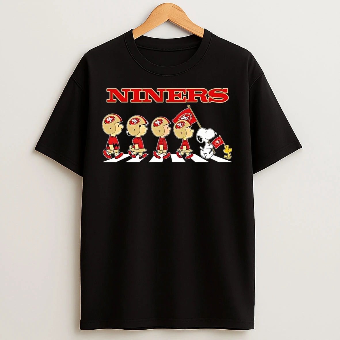 Classic The Peanuts And Friends Abbey Road X San Francisco 49ers T Shirts