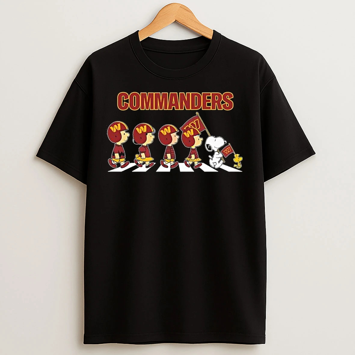 Classic The Peanuts And Friends Abbey Road X Washington Commanders T Shirts