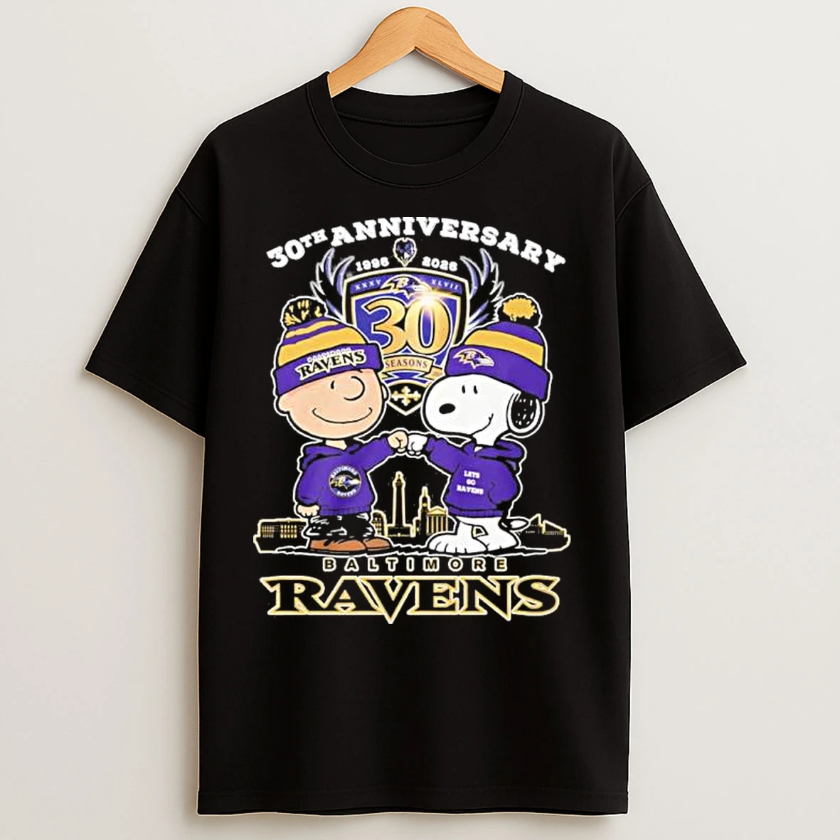 Classic The Peanuts Fist Bump X Baltimore Ravens 30th Anniversary T Shirts