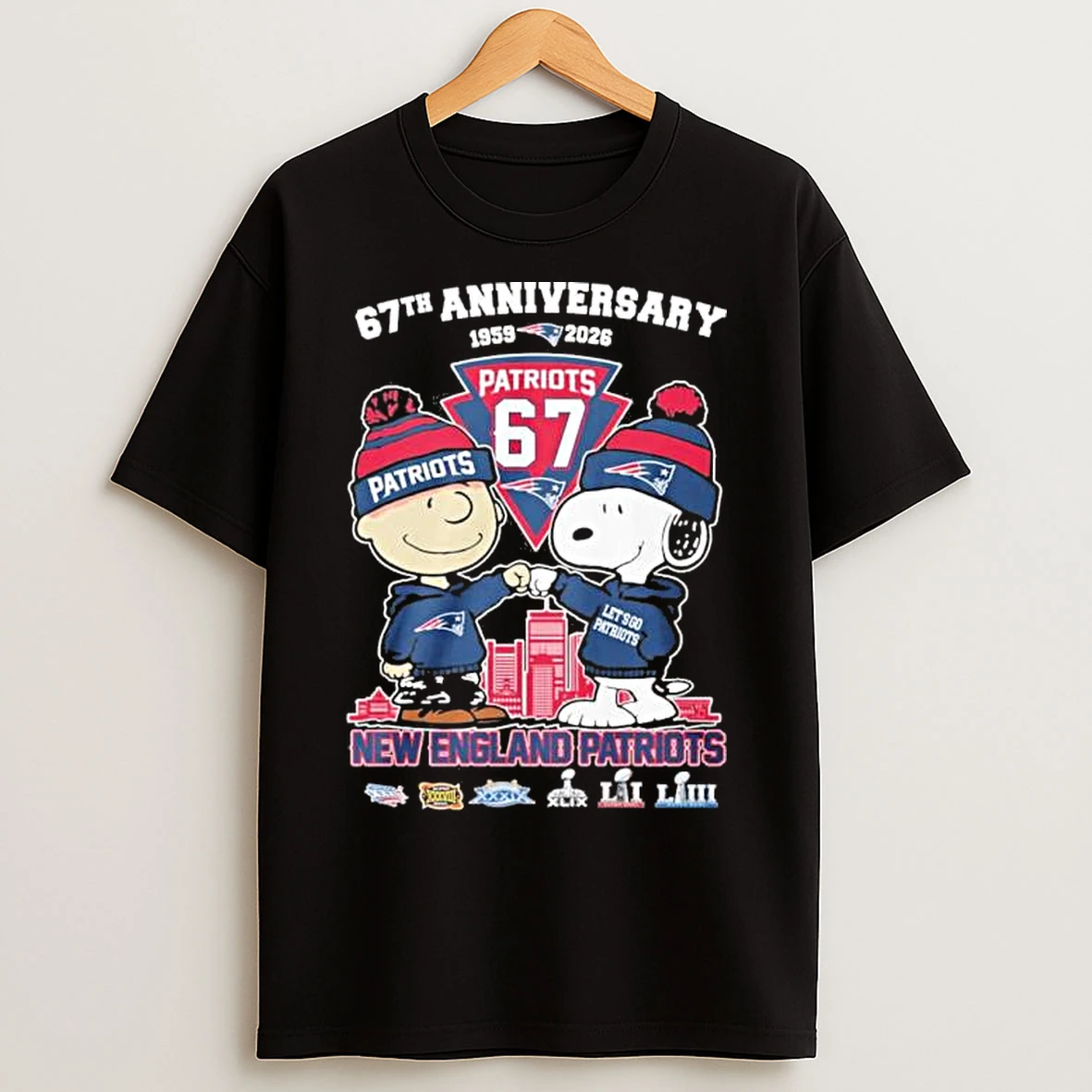 Classic The Peanuts Fist Bump X New England Patriots 67th Anniversary T Shirts