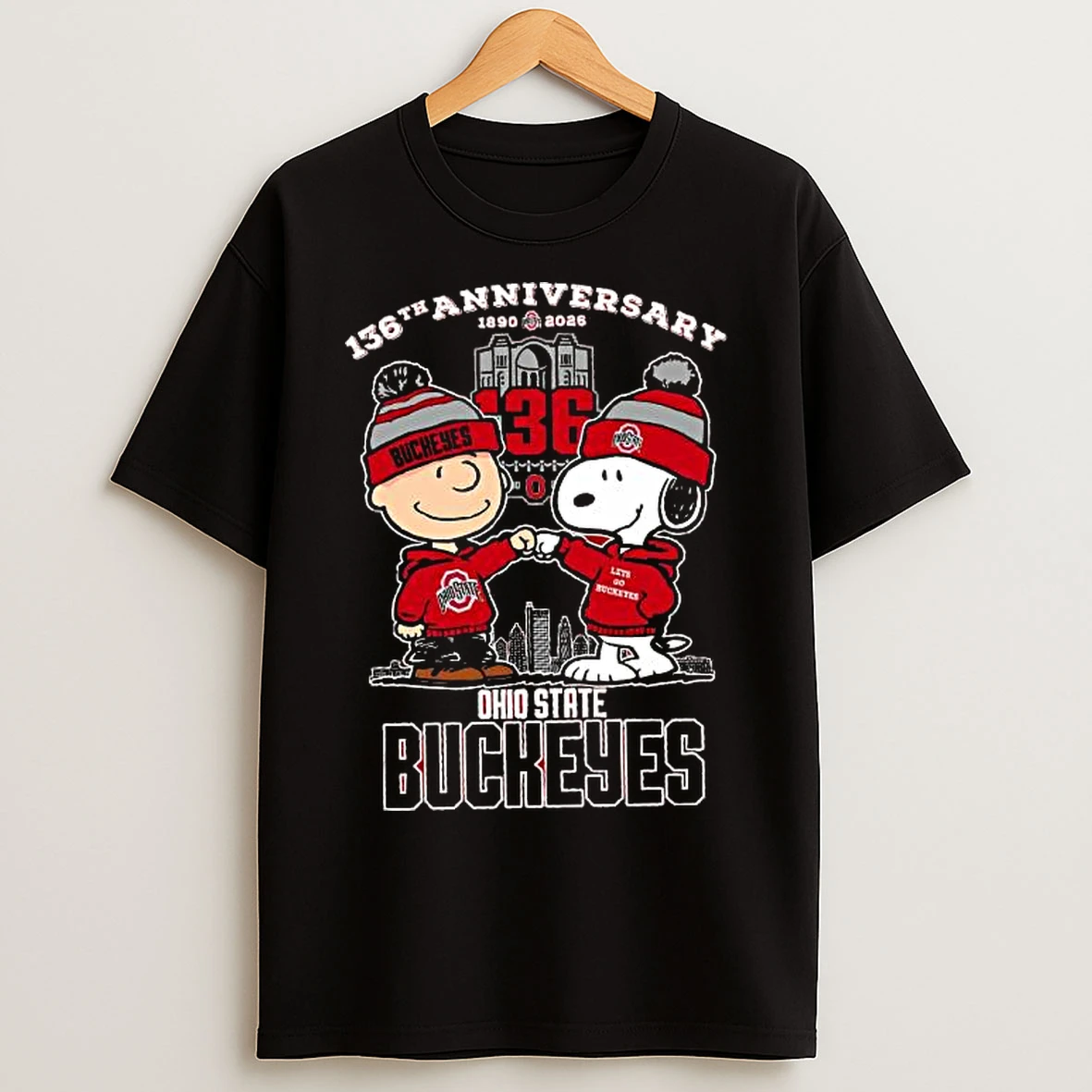 Classic The Peanuts Fist Bump X Ohio State Buckeyes 136th Anniversary T Shirts