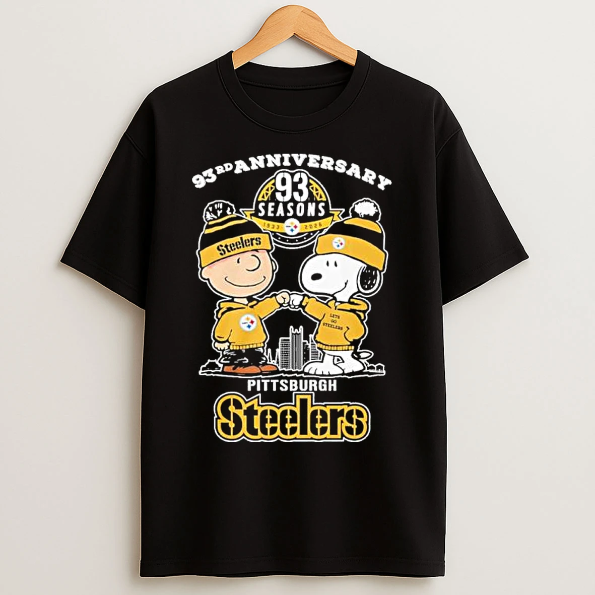 Classic The Peanuts Fist Bump X Pittsburgh Steelers 93rd Anniversary T Shirts