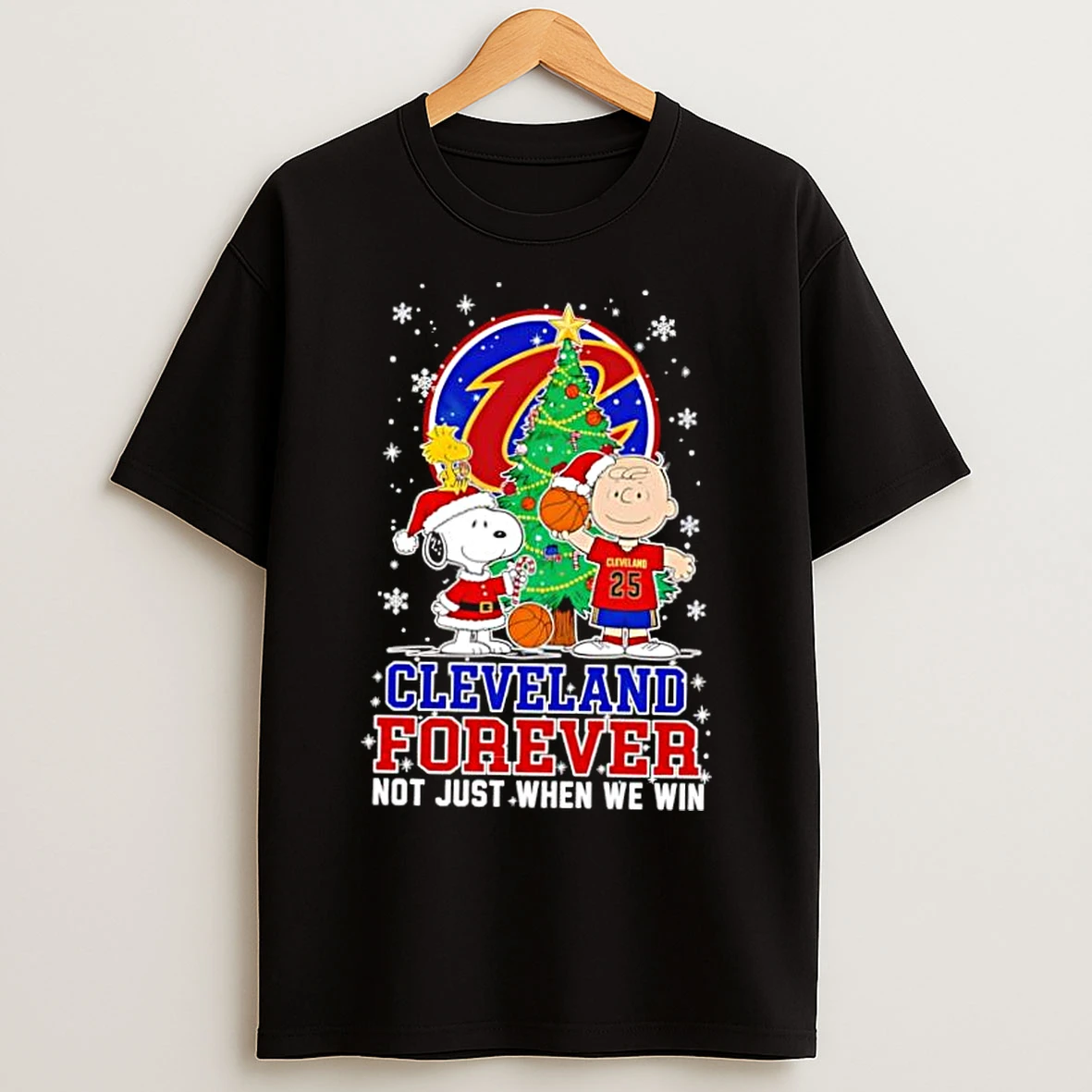 Classic The Peanuts Snoopy Christmas Cleveland Cavaliers Forever Not Just When We Win T Shirts
