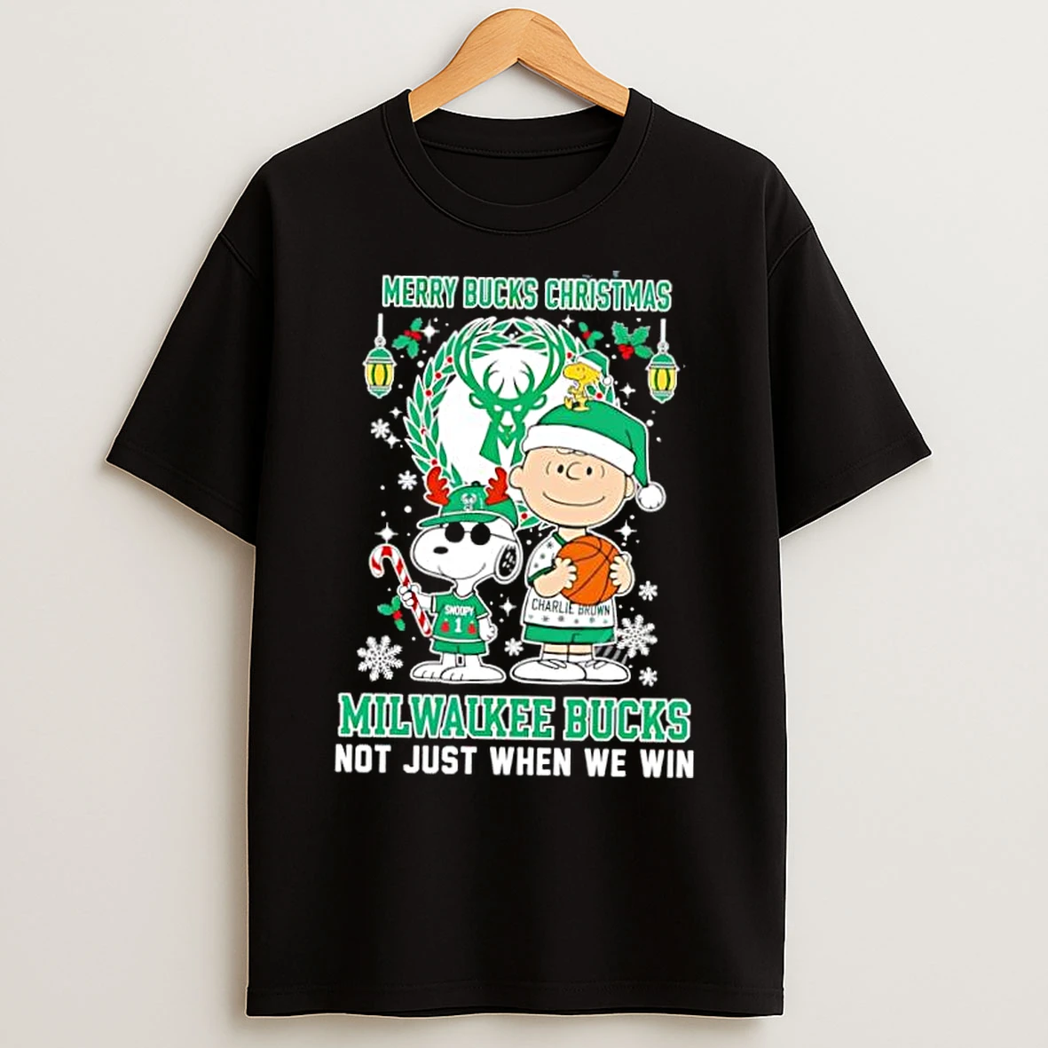 Classic The Peanuts Snoopy Christmas Milwaukee Bucks Forever Not Just When We Win T Shirts