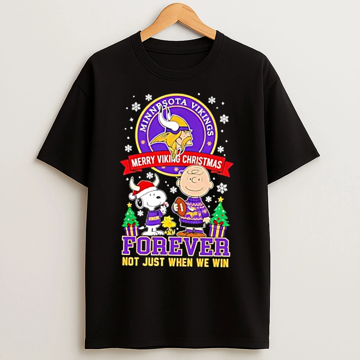 Classic The Peanuts Snoopy Christmas Minnesota Vikings Forever Not Just When We Win T Shirts