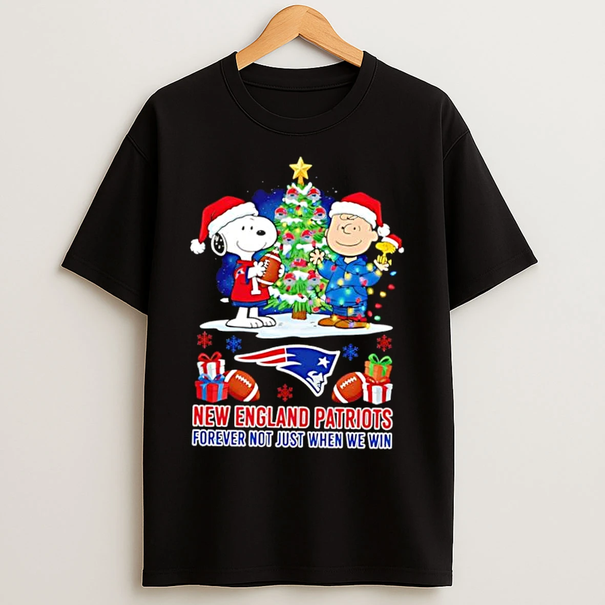 Classic The Peanuts Snoopy Christmas New England Patriots Forever Not Just When We Win T Shirts