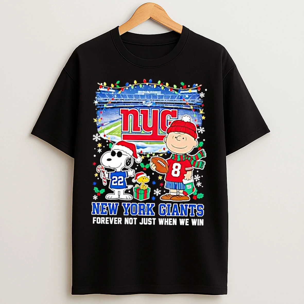 Classic The Peanuts Snoopy Christmas New York Giants Forever Not Just When We Win T Shirts