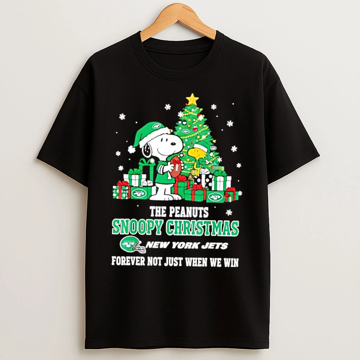 Classic The Peanuts Snoopy Christmas New York Jets Forever Not Just When We Win T Shirts