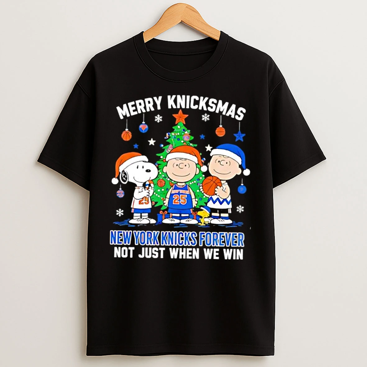 Classic The Peanuts Snoopy Christmas New York Knicks Forever Not Just When We Win T Shirts