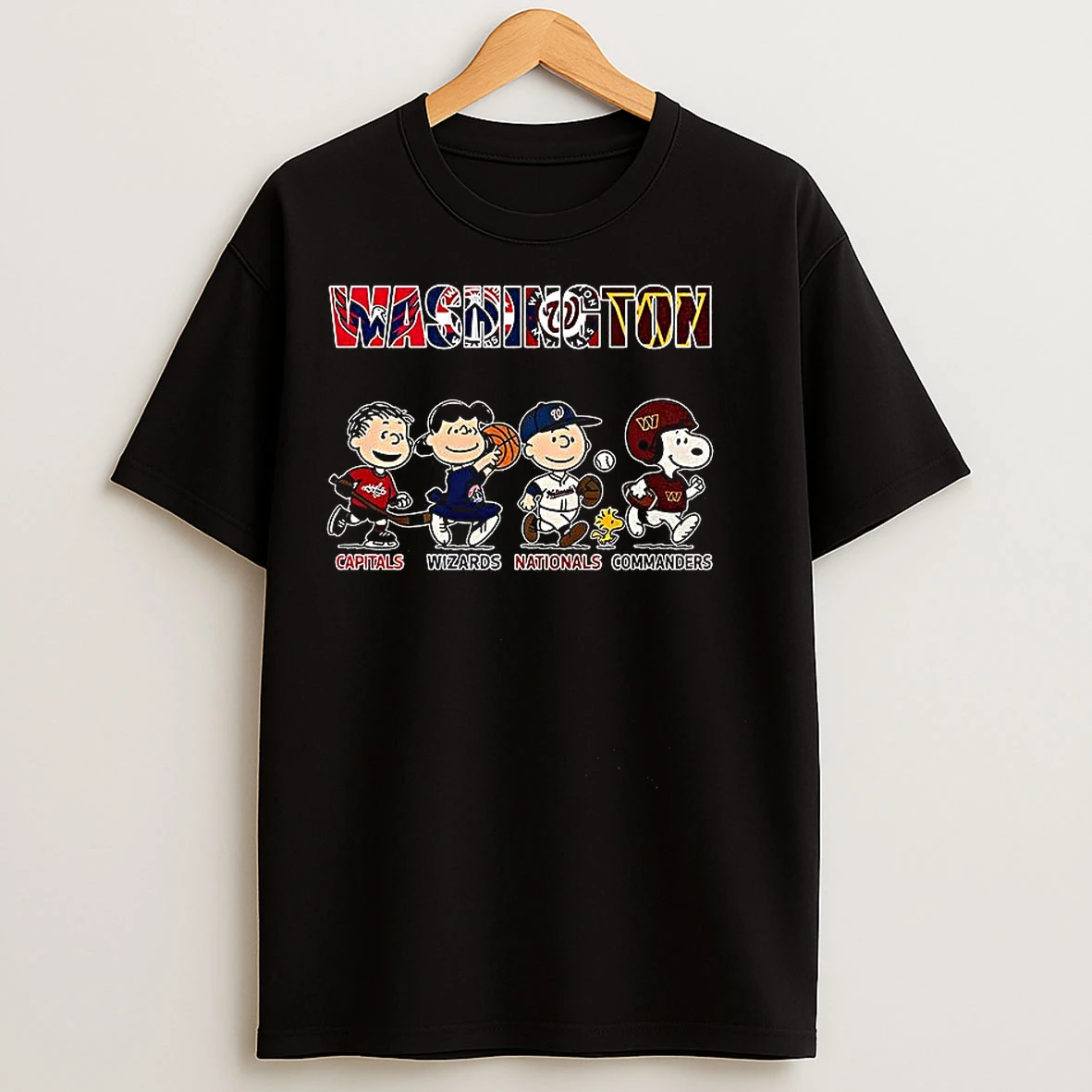 Classic The Peanuts Washington Capitals Wizards Nationals And Commanders T Shirts
