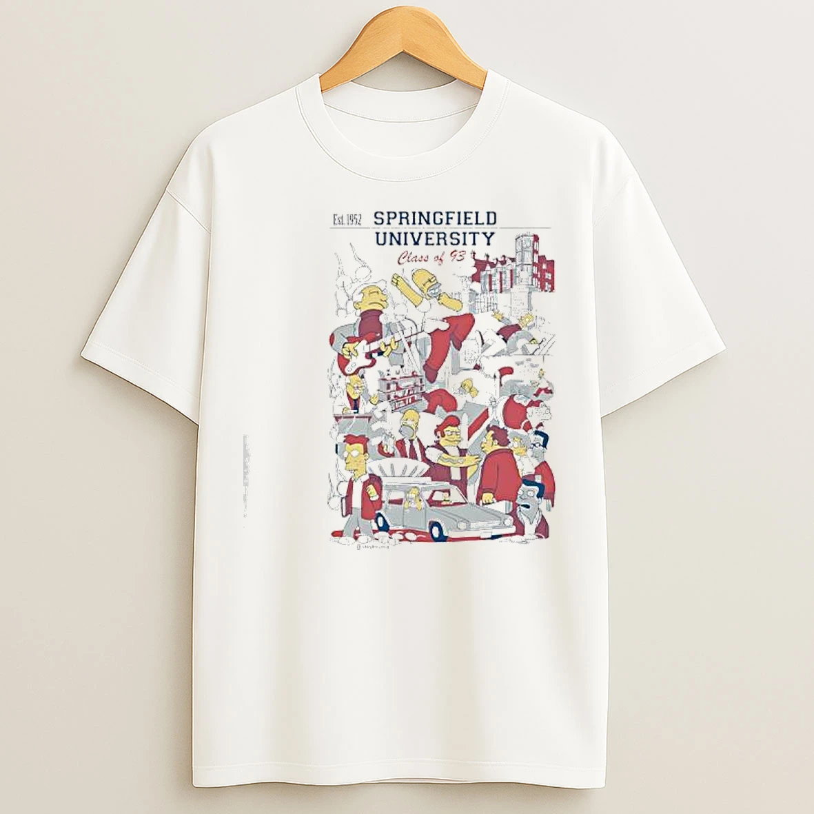 Classic The Simpsons Springfield University Class Of 93 Homer Goes To College T Shirts