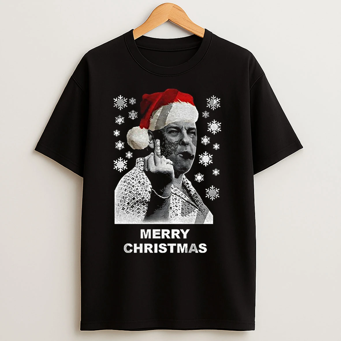 Classic The Sopranos Santa Middle Finger Merry Christmas T Shirts