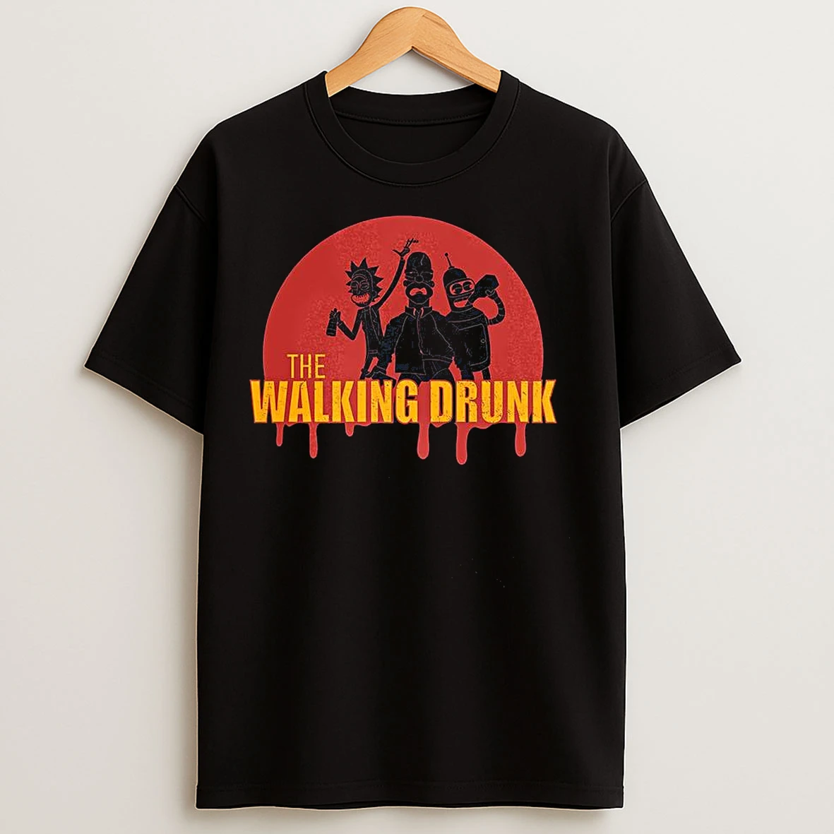 Classic The Walking Drunk Cartoon Character Silhouette T Shirts