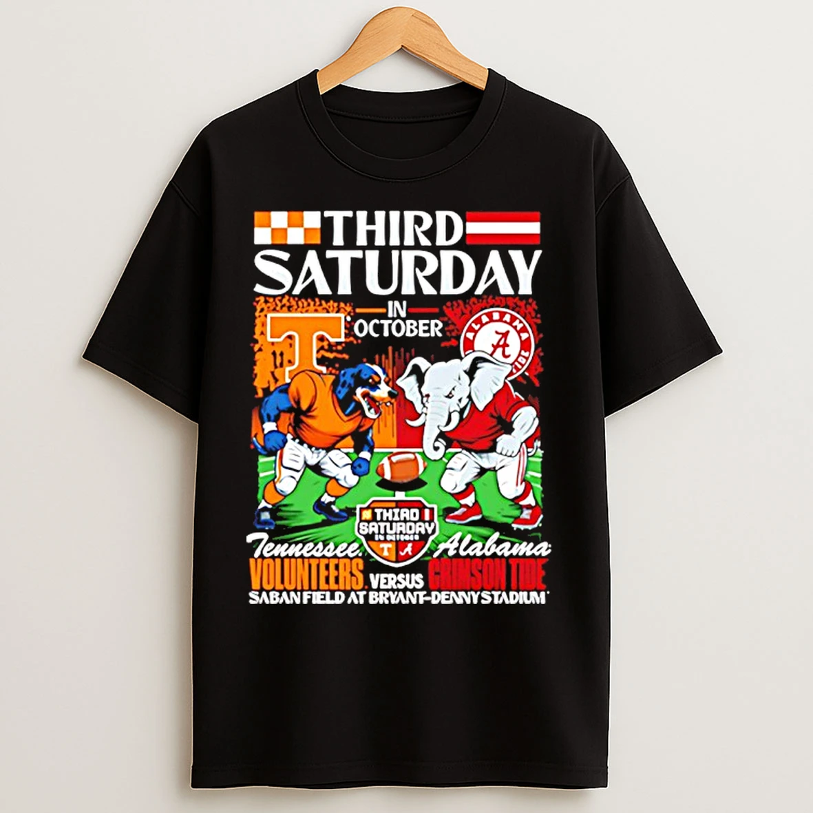 Classic Third Saturday In October 2025 Tennessee Volunteers Vs Alabama Crimson Tide Mascot T Shirts