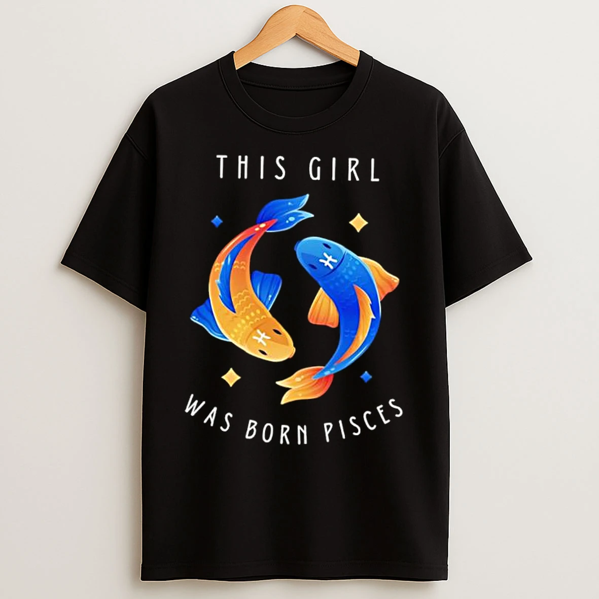 Classic This Girl Was Born Pisces Fishes T Shirts