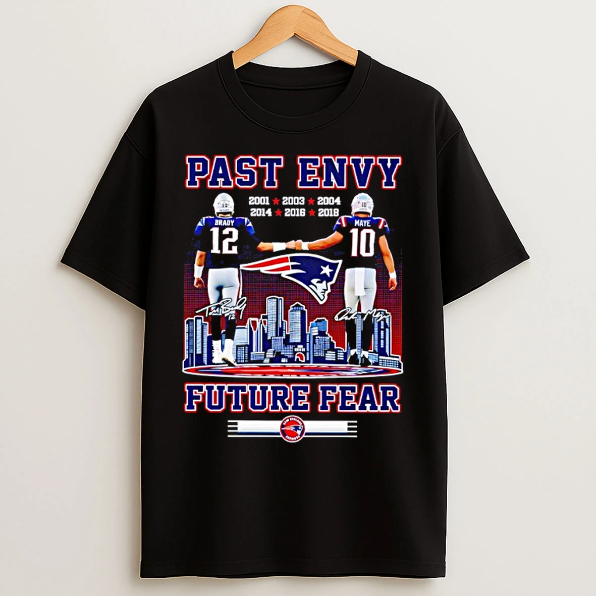 Classic Tom Brady X Drake Maye New England Patriots Past Envy Future Fear Signatures T Shirts
