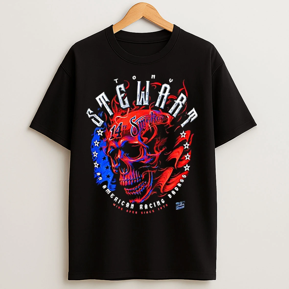 Classic Tony Stewart Americana 14th Smoke Skull Graphic T Shirts