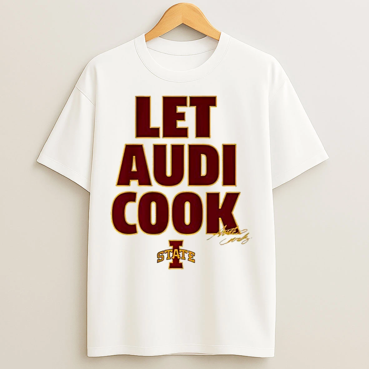 Classic Top Iowa State Cyclones Mens Basketball Audi Crooks Let Audi Cook Signature T Shirts