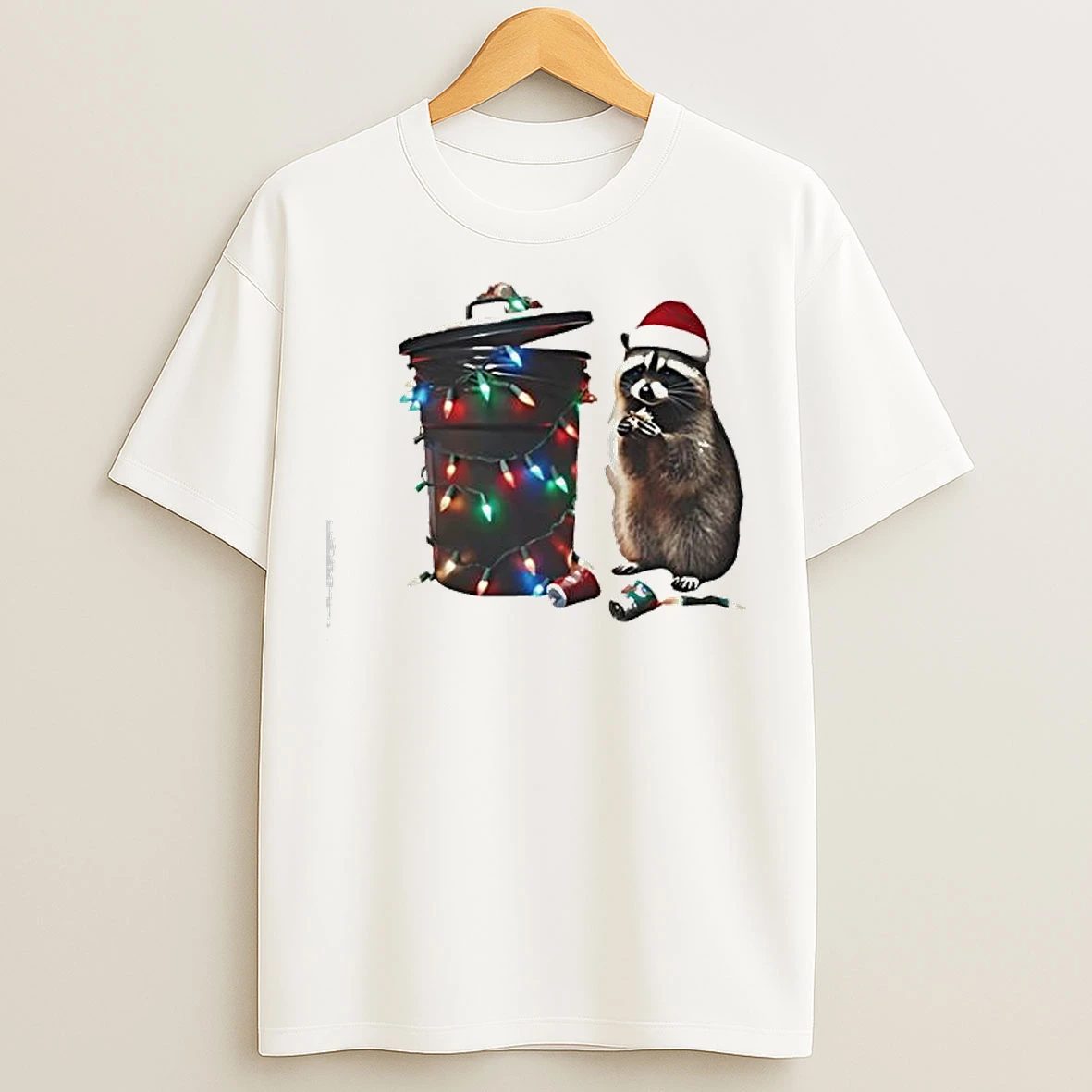 Classic Trashy Christmas Raccoon Trash Lights Graphic T Shirts