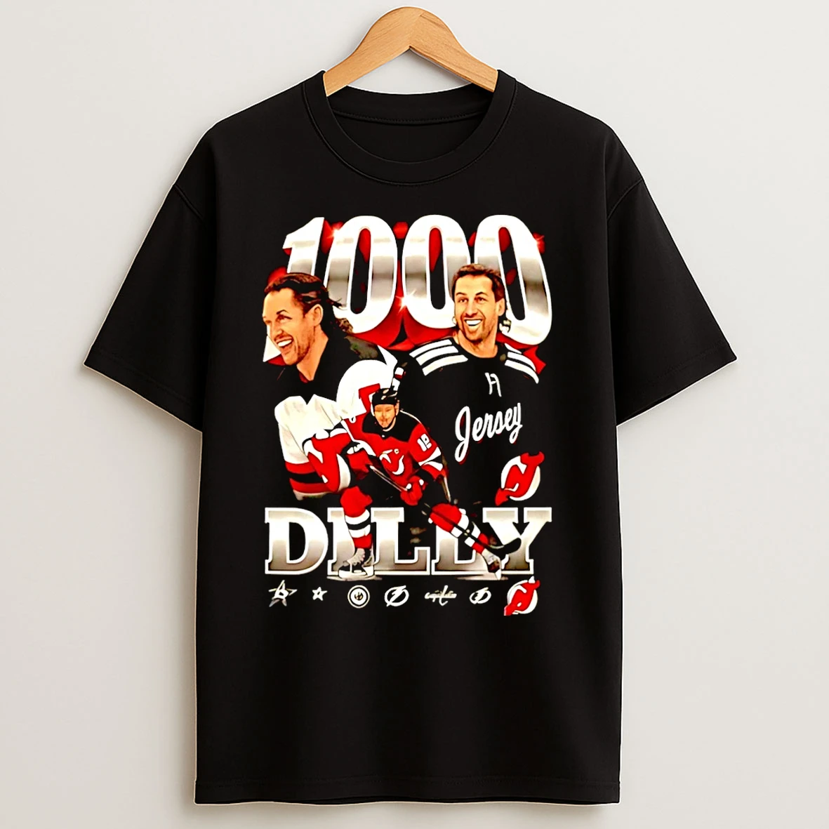 Classic Travis Zajac New Jersey Devils 1000 Games Dilly Christmas T Shirts