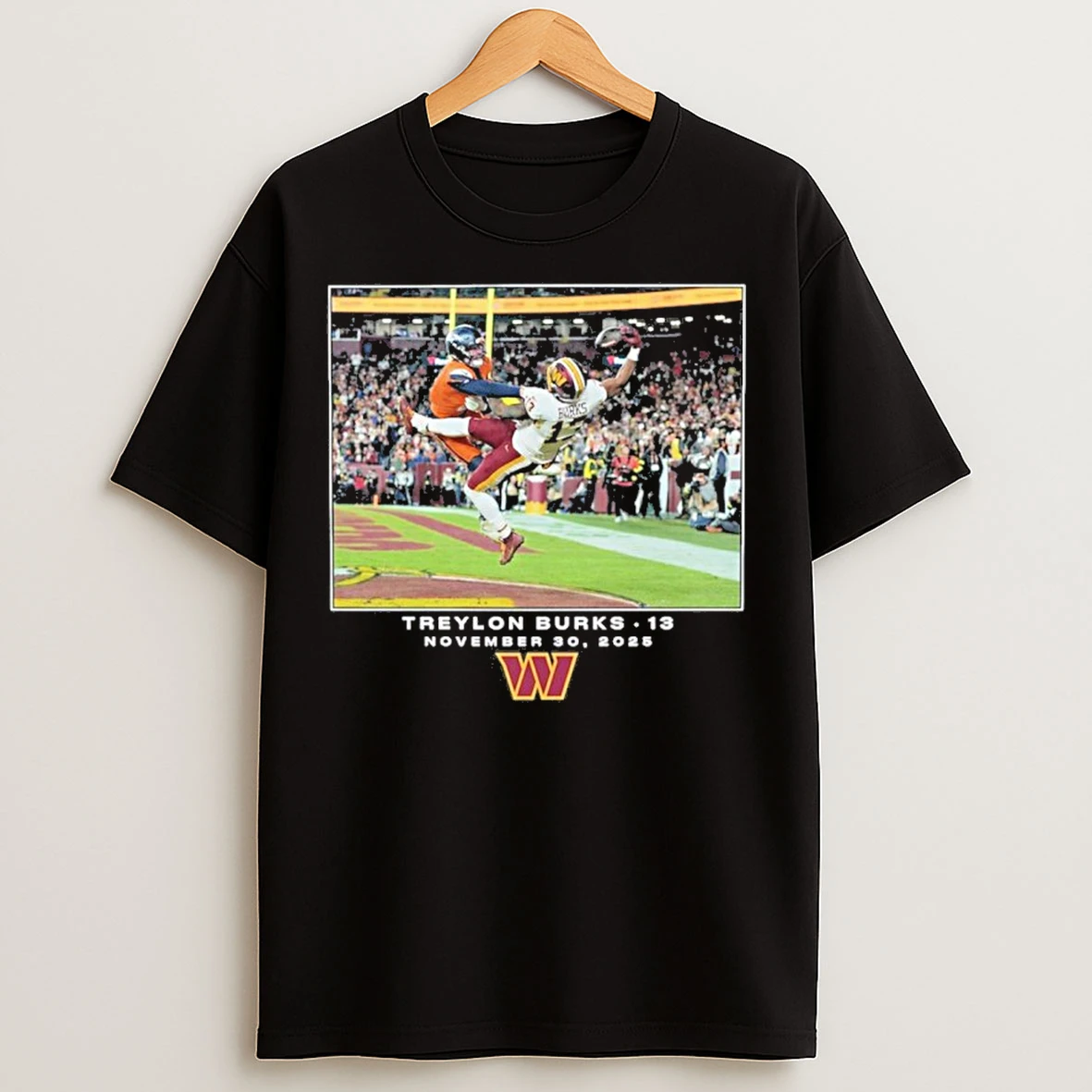 Classic Treylon Burks Black Washington Commanders Nfl 30 2025 Logo T Shirts