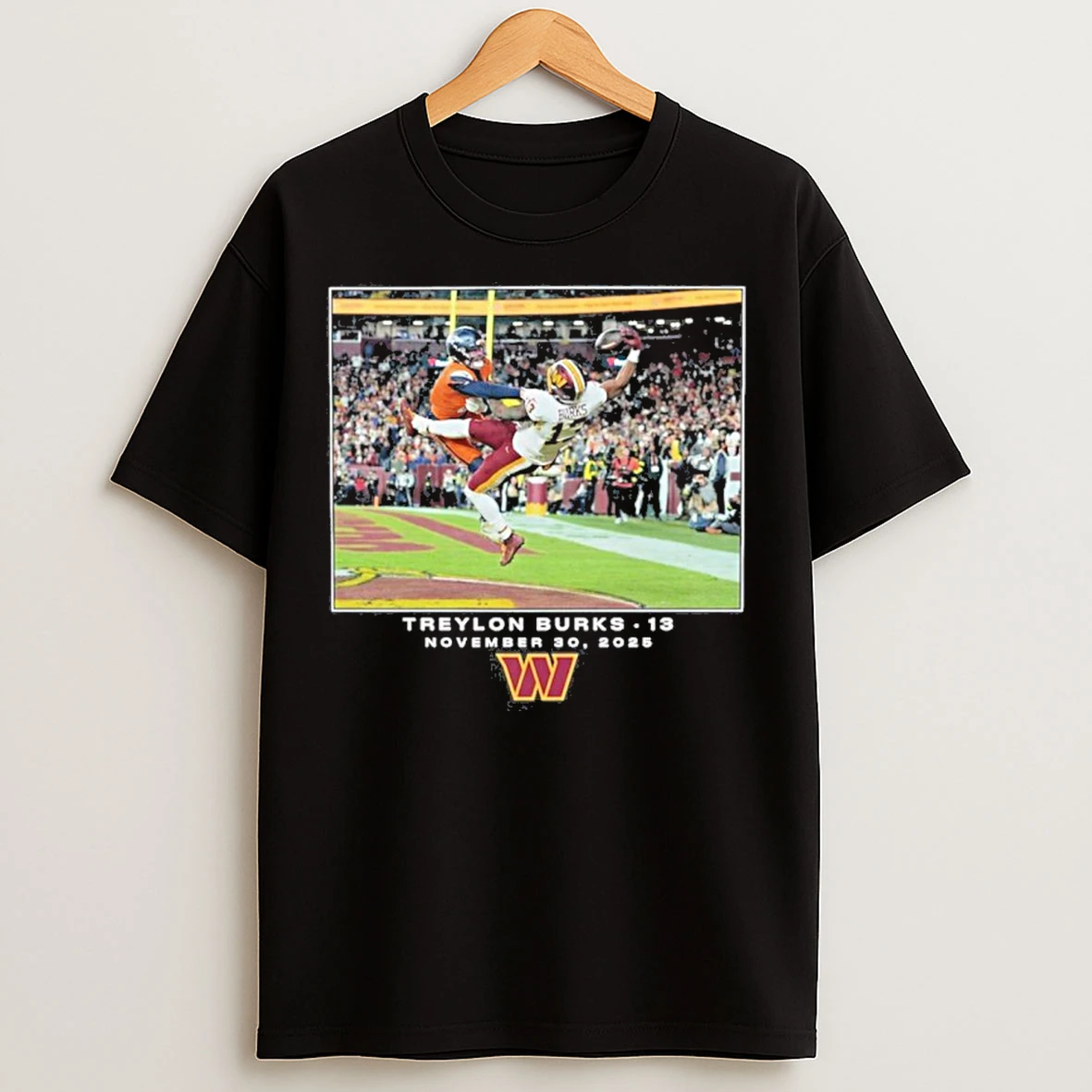 Classic Treylon Burks Black Washington Commanders Nfl November 30 2025 Logo T Shirts