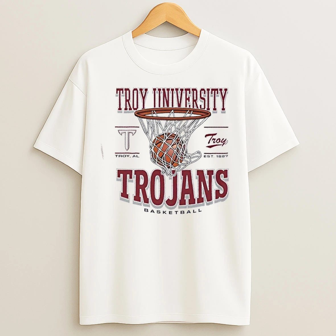 Classic Troy Trojans Basketball Game Time Troy Al Est 1887 T Shirts