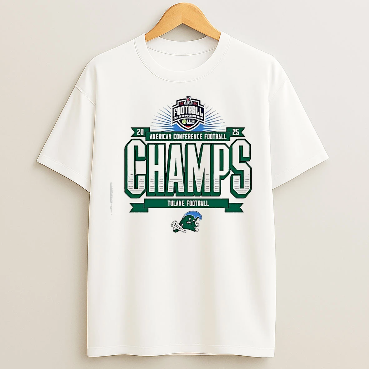 Classic Tulane Football 2025 Amercan Conference Champs Logo T Shirts