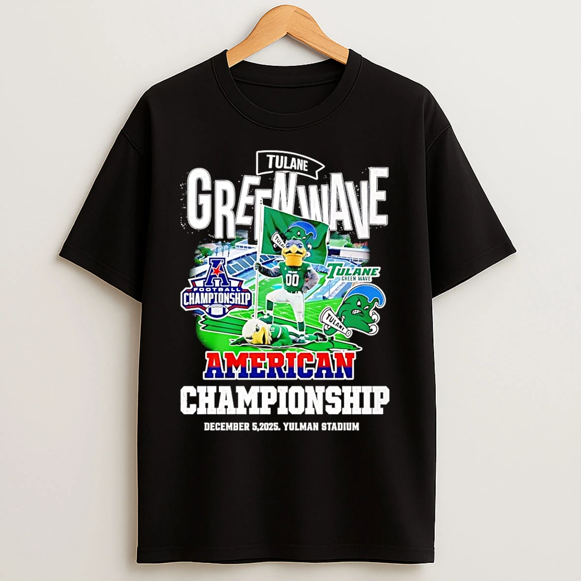Classic Tulane Green Wave 2025 American Championship Mascot T Shirts