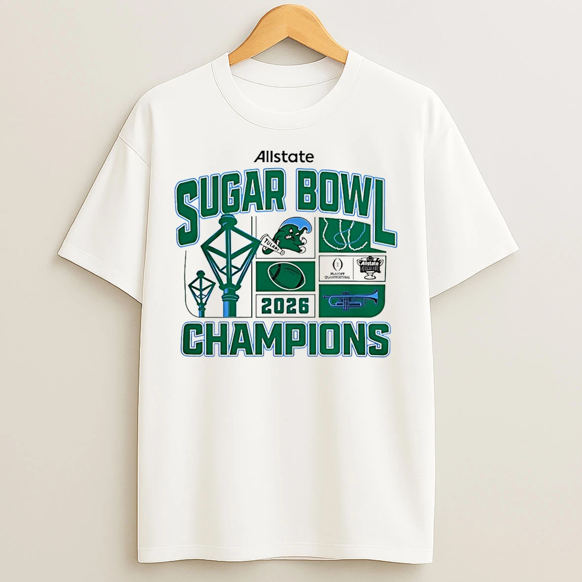Classic Tulane Green Wave Football 2026 Sugar Bowl Champions T Shirts