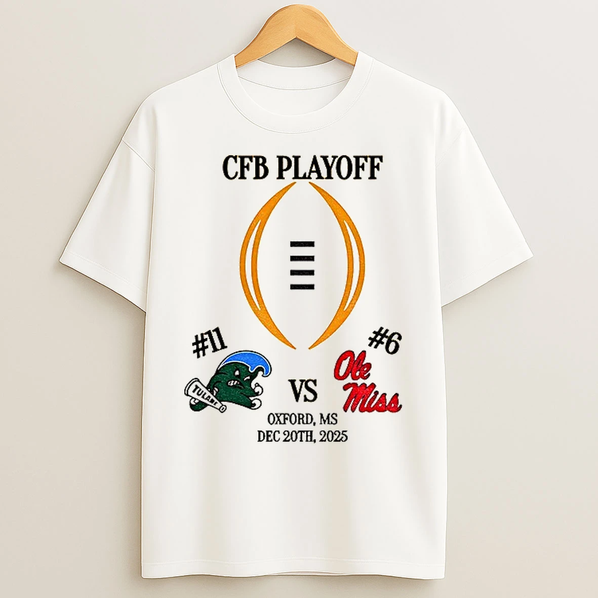 Classic Tulane Green Wave Vs Ole Miss Rebels 2025 College Football Playoff Matchup T Shirts