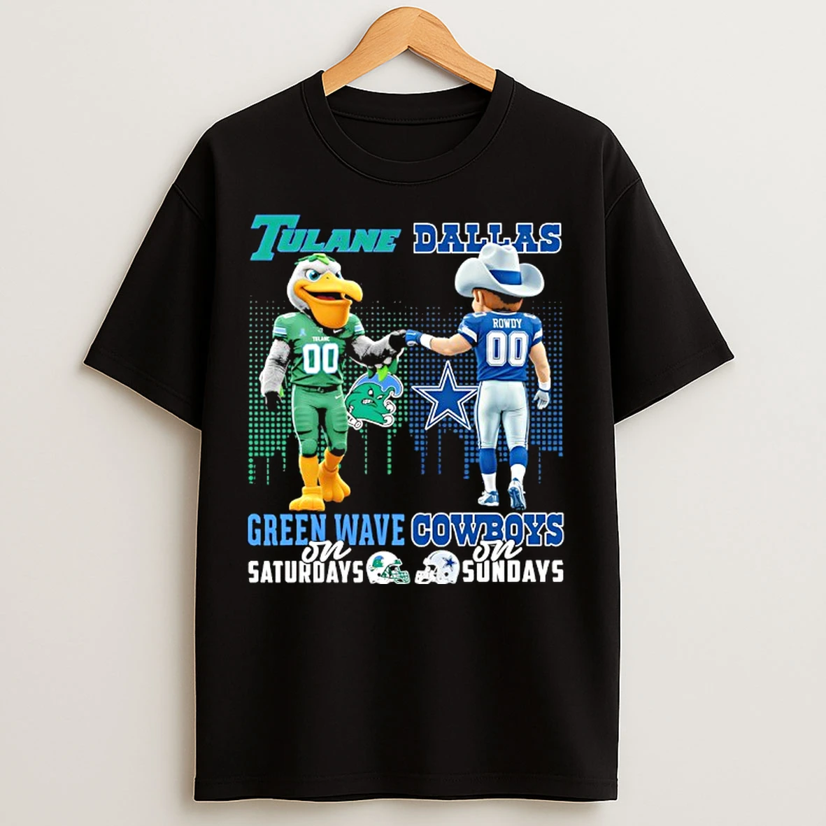 Classic Tulane Green Wave On Saturdays X Dallas Cowboys On Sundays Mascot T Shirts