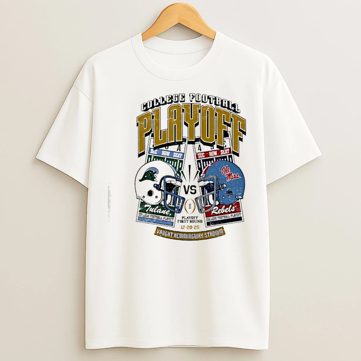 Classic Tulane Green Wave Vs Ole Miss Rebels College Football Playoff T Shirts