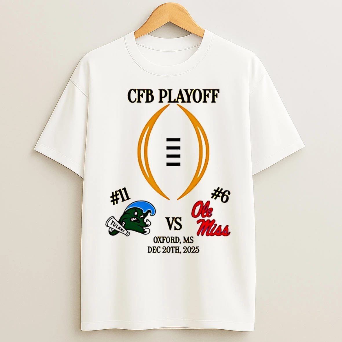 Classic Tulane Vs Ole Miss 2025 Cfp First Rd Playoff Game 3 T Shirts