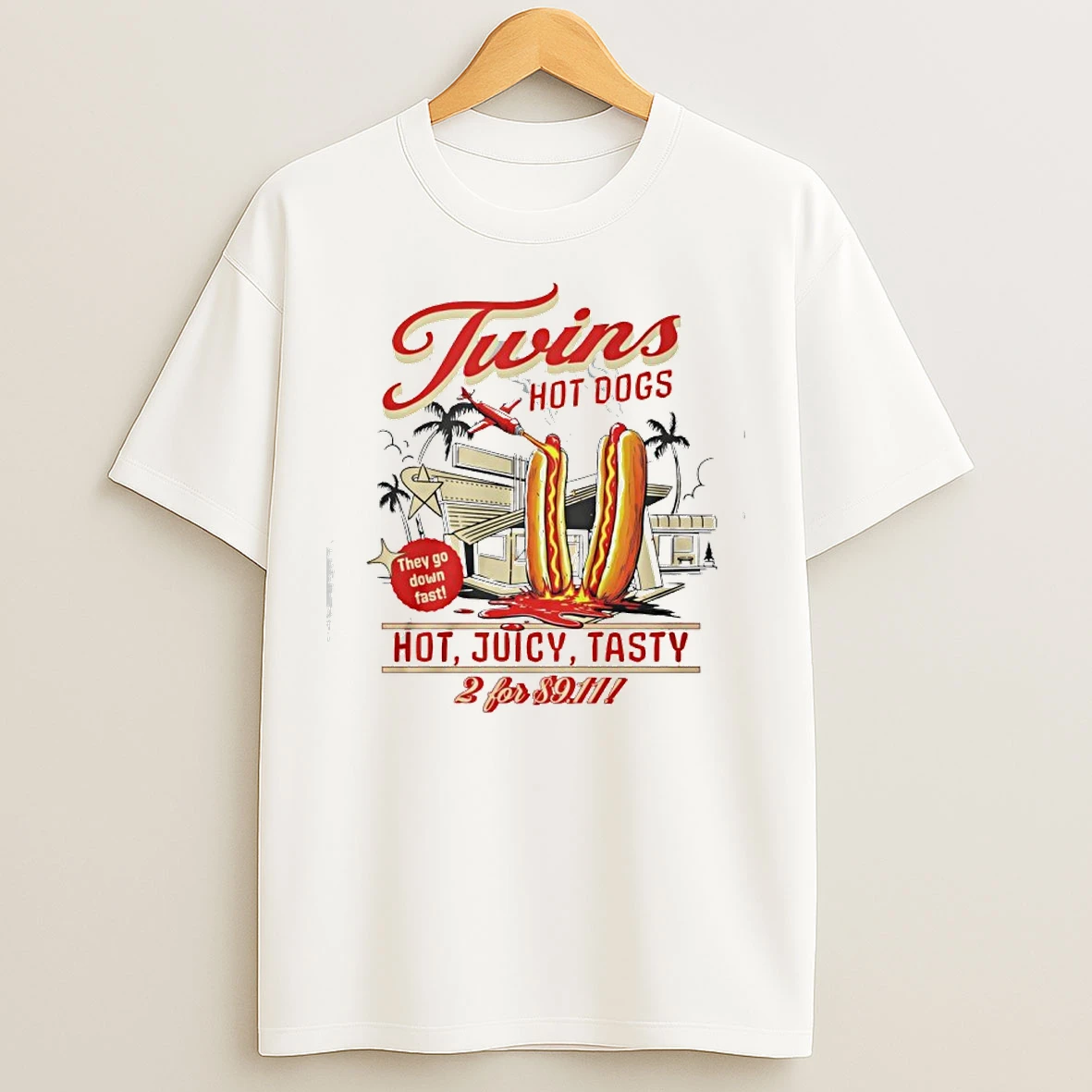 Classic Twins Hot Dogs Hot Juicy Tasty T Shirts