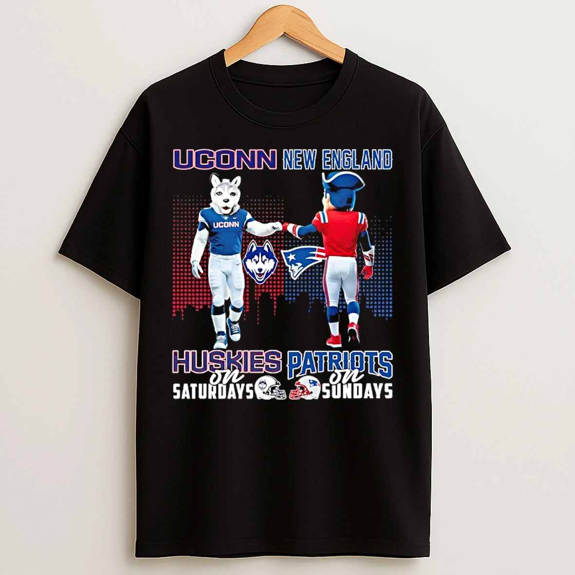 Classic Uconn Huskies On Saturdays X New England Patriots On Sundays Mascot T Shirts