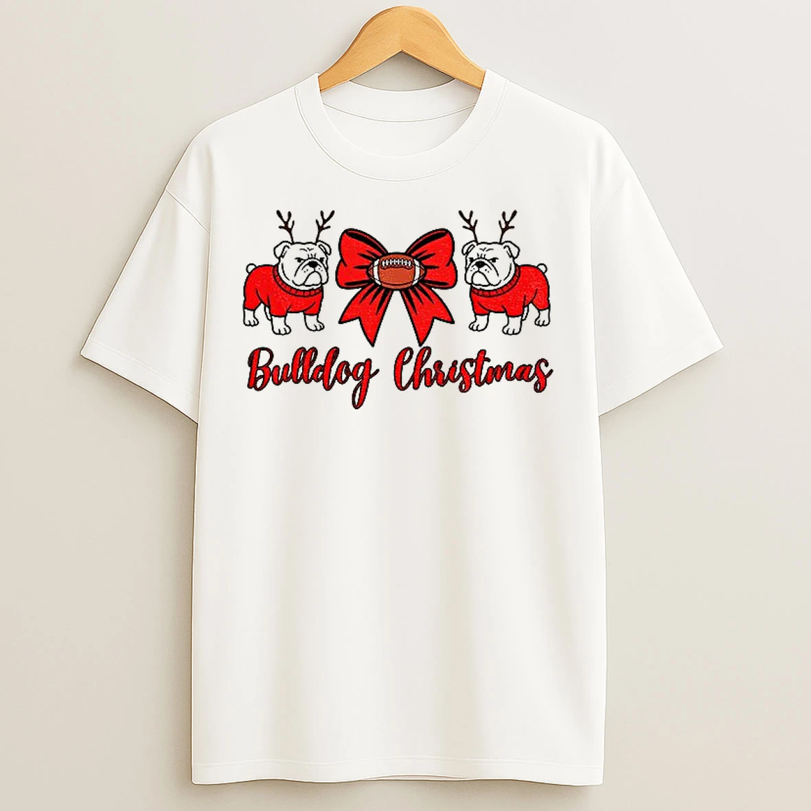 Classic Uga Bulldogs Bow Bulldog Christmas T Shirts