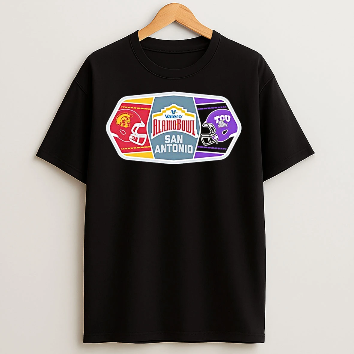 Classic Usc Trojans Vs Tcu Horned Frogs 2025 Valero Alamo Bowl 2 Team Helmets T Shirts