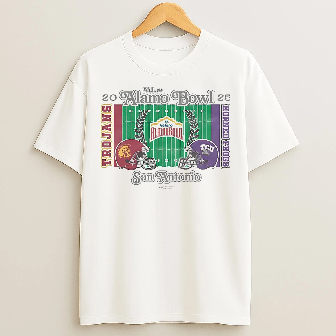 Classic Usc Trojans Vs Tcu Horned Frogs 2025 Valero Alamo Bowl Head To Head T Shirts