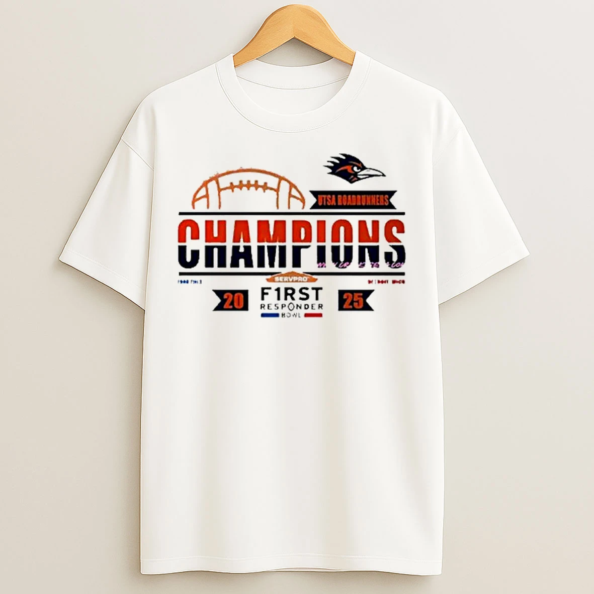 Classic Utsa Roadrunners Football 2025 First Responder Bowl Champions Logo T Shirts