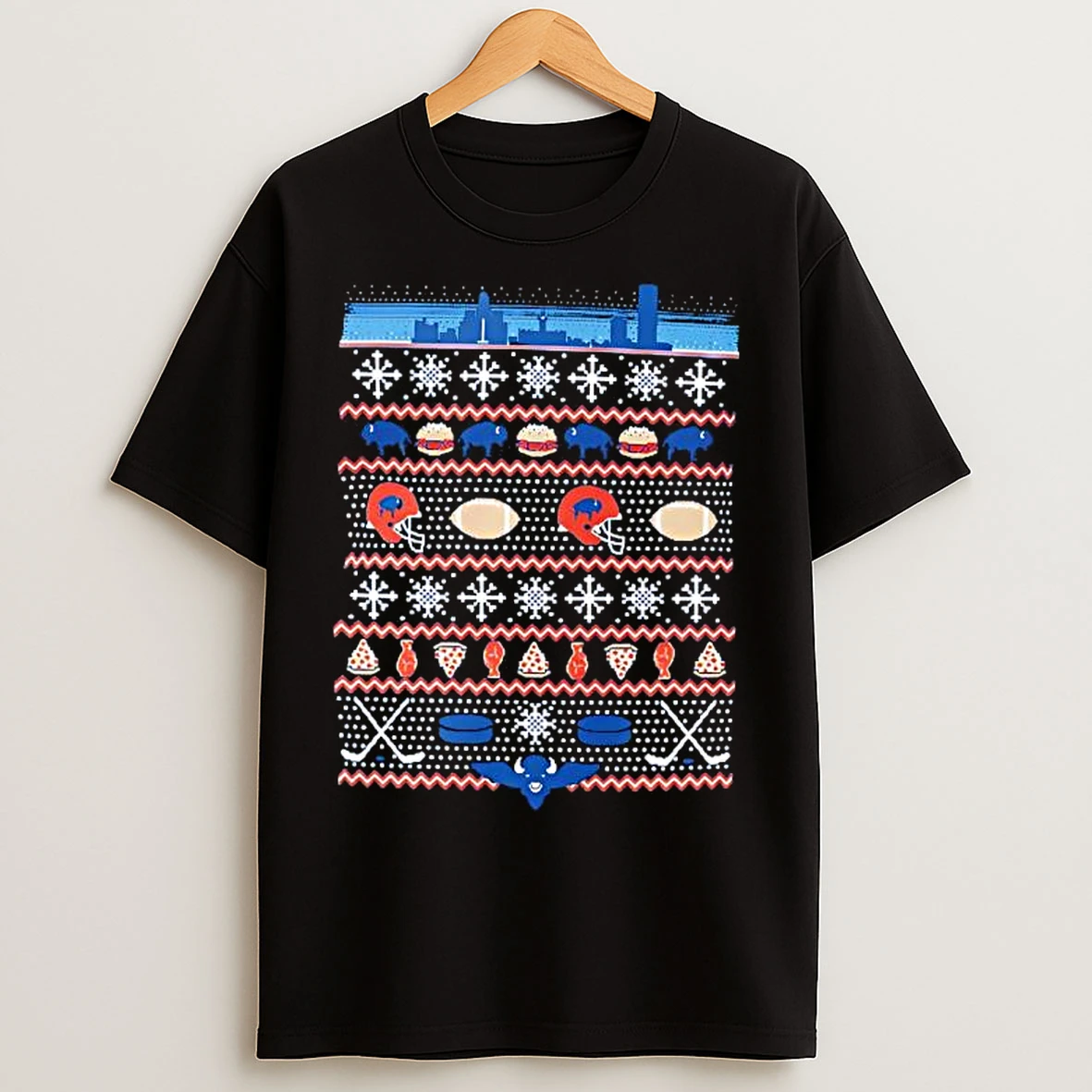 Classic Ugly Buffalo Christmas Helmet Graphic T Shirts